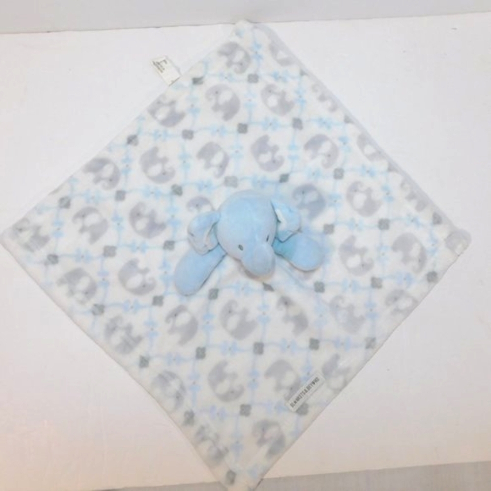 Blankets & Beyond Blue Gray Elephant Plush Security Blanket Baby Lovey Nunu